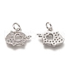 Brass Micro Pave Clear Cubic Zirconia Charms ZIRC-B002-50P-2