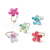 Transparent Glass Finger Ring RJEW-JR00559-1