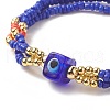 3Pcs 3 Color Evil Eye Lampwork & Glass Seed & Brass Beaded Triple Layer Multi-strand Bracelets Set for Women BJEW-JB09252-5