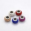 Rondelle 304 Stainless Steel Polymer Clay Rhinestone European Beads CPDL-N001-01-1