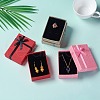 Kraft Cotton Filled Rectangle Cardboard Jewelry Set Boxes with Bowknot CBOX-D028-04-4