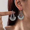 Bohemian Style Fan Alloy Imitation Leather Cord Dangle Earrings FS-WGA2883-01-2