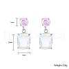 Cubic Zirconia Rectangle Dangle Stud Earrings EP4155-4