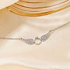 Elegant Brass Micro Pave Clear Cubic Zirconia Ring with Wings Pendant Necklaces for Women QW9057-4