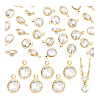   30Pcs Brass Edge & Loop Micro Pave Clear Cubic Zirconia Charms KK-PH0010-41-7