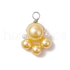 Baking Painted Pearlized Glass Pearl Round Bead with ABS Plastic Imitation Pearl Beads and Eco-Friendly Copper Wire Pendants PALLOY-JF03612-01-3