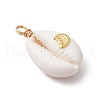 Copper Wire Wrapped Natural Cowrie Shell Pendants PALLOY-JF03554-03-3