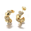 Brass Micro Pave Clear Cubic Zirconia Stud Earrings for Women EJEW-U056-02B-G-4