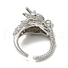 Dragon Brass with Clear Cubic Zirconia Open Cuff Ring RJEW-L111-01P-3