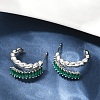 Twist Brass Micro Pave Cubic Zirconia Stud Earrings EJEW-M082-16P-01-1