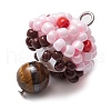 Seed Beads & Natural Tiger Eye Beaded Charms PALLOY-MZ00333-04-3