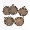 Vintage Tibetan Style Alloy Pendant Cabochon Bezel Settings X-TIBEP-M018-138AB-NF-1