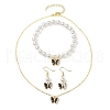 Alloy Enamel Butterfly Charm Necklaces & Dangle Earring & ABS Plastic Imitation Pearl Beads Bracelets Sets SJEW-JS01315-04-2
