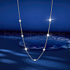 Rhodium Plated Sterling Silver with Clear Cubic Zirconia Bead Chain Necklaces for Women QQ4546-2