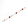 Natural Pearl and Red Agate Bead Links Bracelets BJEW-N031-02G-3