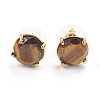 Natural Tiger Eye Stud Earrings EJEW-L196-05E-1