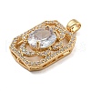 Brass Micro Pave Clear Cubic Zirconia Pendants KK-P263-25KCG-01-2