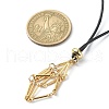 Brass Macrame Pouch Empty Stone Holder for Pendant Necklaces Making NJEW-JN04547-01-3