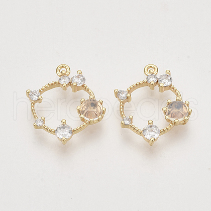 Brass Cubic Zirconia Pendants KK-T050-04G-03-NF-1