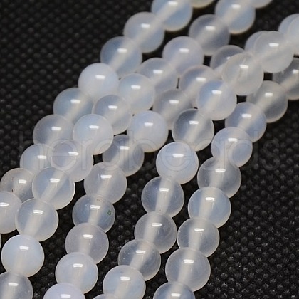 Natural White Agate Round Beads Strands G-L086-4mm-30-1