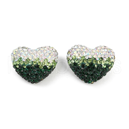 Gradient Color Heart Shaped Polymer Clay Rhinestone Beads CLAY-NH0002-03B-1