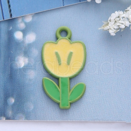 Spray Painted Alloy Enamel Pendants HUDU-PW0001-007B-03-1
