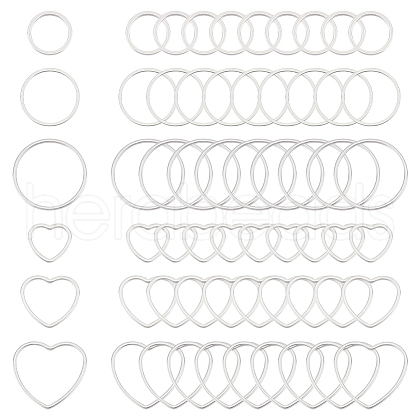 Unicraftale 60Pcs 6 Styles 304 Stainless Steel Linking Ring STAS-UN0056-44-1