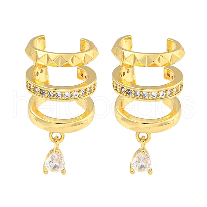 Brass Micro Pave Cubic Zirconia Cuff Earrings EJEW-C104-083G-1