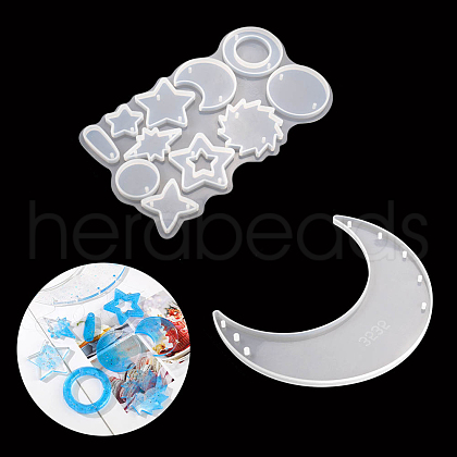 DIY Moon/Star/Round Pendant Silicone Molds WICH-PW0001-106B-1