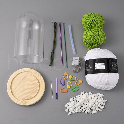 DIY Bellflowers Battery Powered Night Lamp Knitting Kits DIY-WH0043-98-1