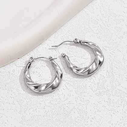 304 Stainless Steel Twisted Hoop Earrings for Women XW8366-2-1