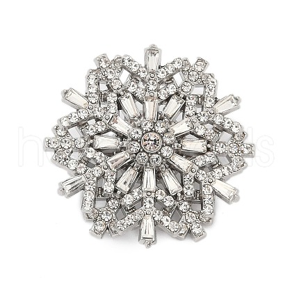 Rotatable Snowflake Alloy Rhinestone Brooches for Backpack Clothes PALLOY-D361-11G-1