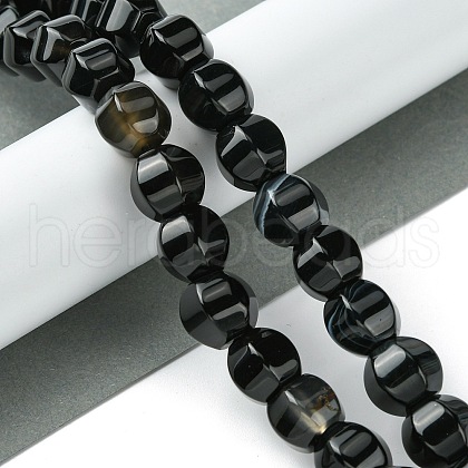 Dyed & Heated Natural Black Agate Beads Strands G-H023-A03-01-1