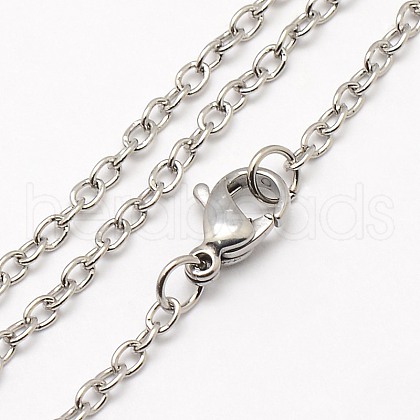 Tarnish Resistant Trendy Unisex 304 Stainless Steel Cable Chain Necklaces X-NJEW-M057-B-01-1