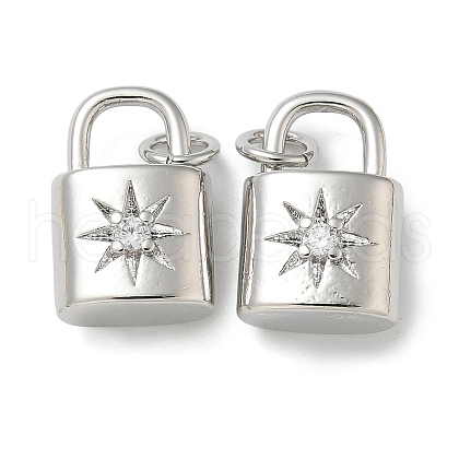 Rack Plating Brass Micro Pave Cubic Zirconia Pendants KK-K392-27P-1