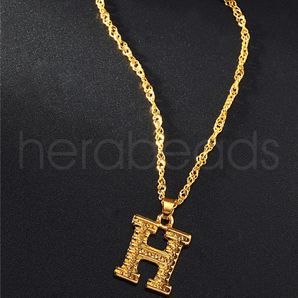 Brass Initial Pendant Necklaces FS-WG68BA5-08-1