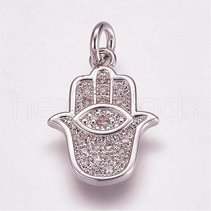 Brass Micro Pave Cubic Zirconia Pendants ZIRC-G099-39P-1