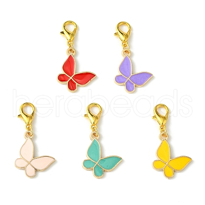 Alloy Enamel Butterfly Pendant Decorations HJEW-JM01545-1