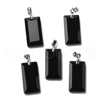 Natural Obsidian Faceted Pendants G-U031-04P-02-1