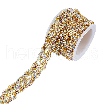 Zinc Alloy Rhinestone Cup Chains FIND-WH0167-02G-1