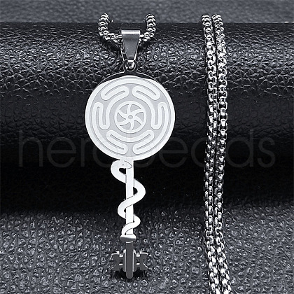 304 Stainless Steel Hecate's Wheel Key Pendant Necklaces for Women FS-WG4FA44-01-1