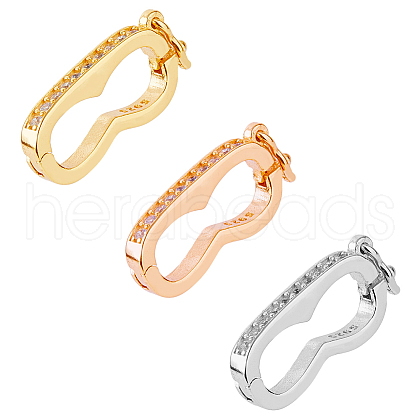 DICOSMETIC 3Pcs 3 Colors 925 Sterling Sliver Peanut Twister Clasps STER-DC0001-25-1