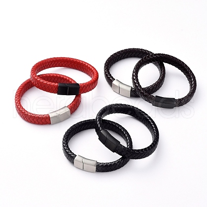 Unisex Leather Cord Weave Bracelets BJEW-JB04893-1