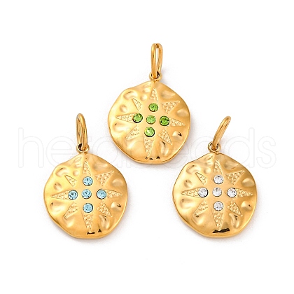 304 Stainless Steel Rhinestone Pendants STAS-M110-24G-1