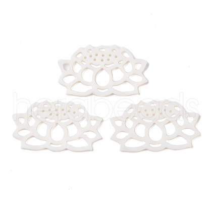 Natural White Shell Carved Cabochons SSHEL-C012-07-1