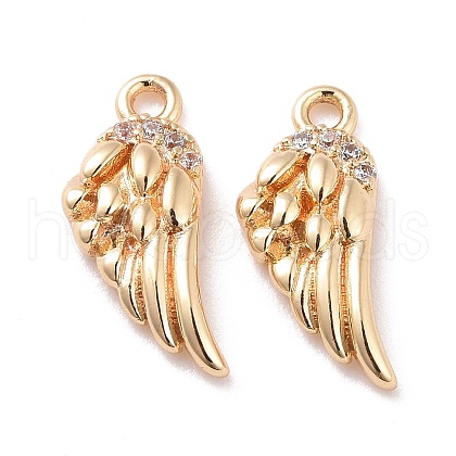 Brass Micro Pave Clear Cubic Zirconia Charms X-KK-G418-12G-1