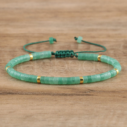 Natural Green Aventurine Beaded Braided Bracelets QH4784-3-1