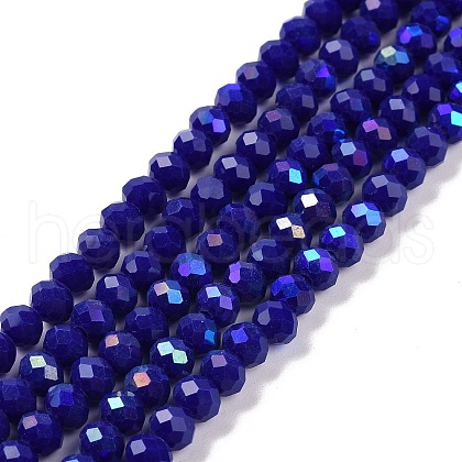 Electroplate Opaque Solid Color Glass Beads Strands EGLA-A034-P3mm-L12-1
