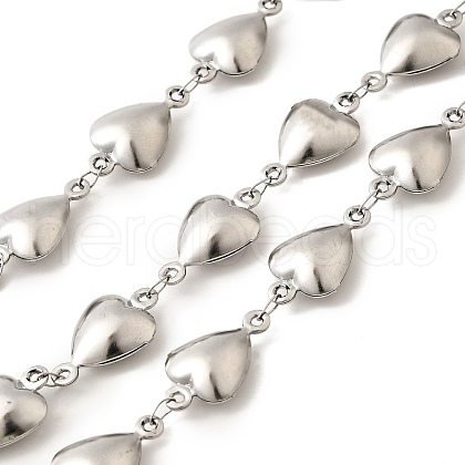 304 Stainless Steel Heart Link Chains CHS-C016-20P-1