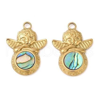 304 Stainless Steel Natural Paua Shell Pendants STAS-L288-01G-01-1